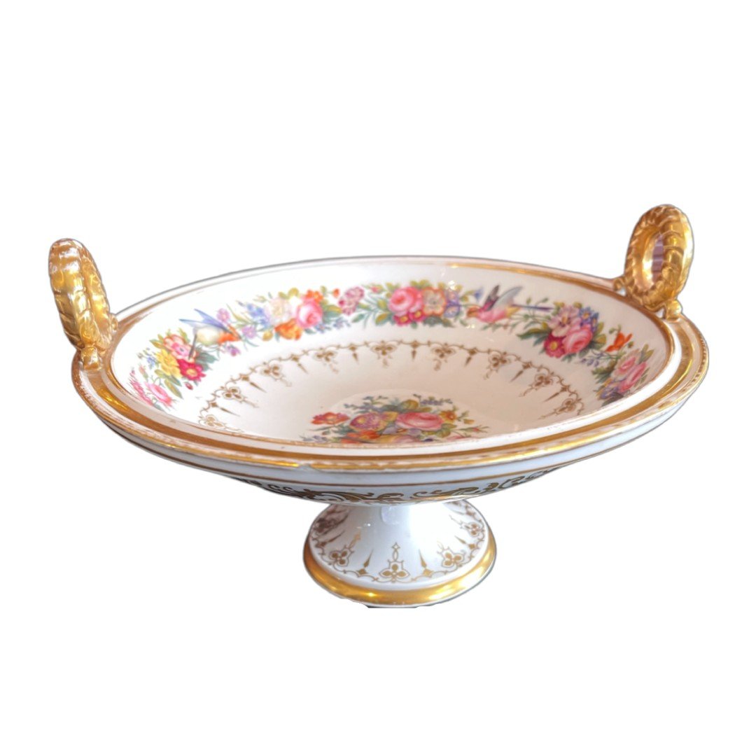 Coupe En Porcelaine De Paris, à Décor De Fleurs, époque Napoléon III, XIXème Siècle 