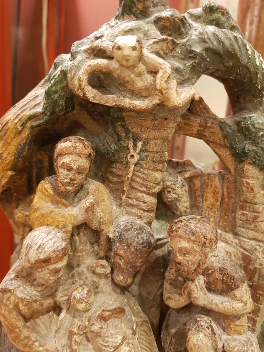 Nativity Scene In Polychrome Wood, 18th C.-photo-3