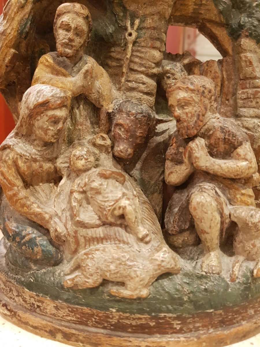 Nativity Scene In Polychrome Wood, 18th C.-photo-4
