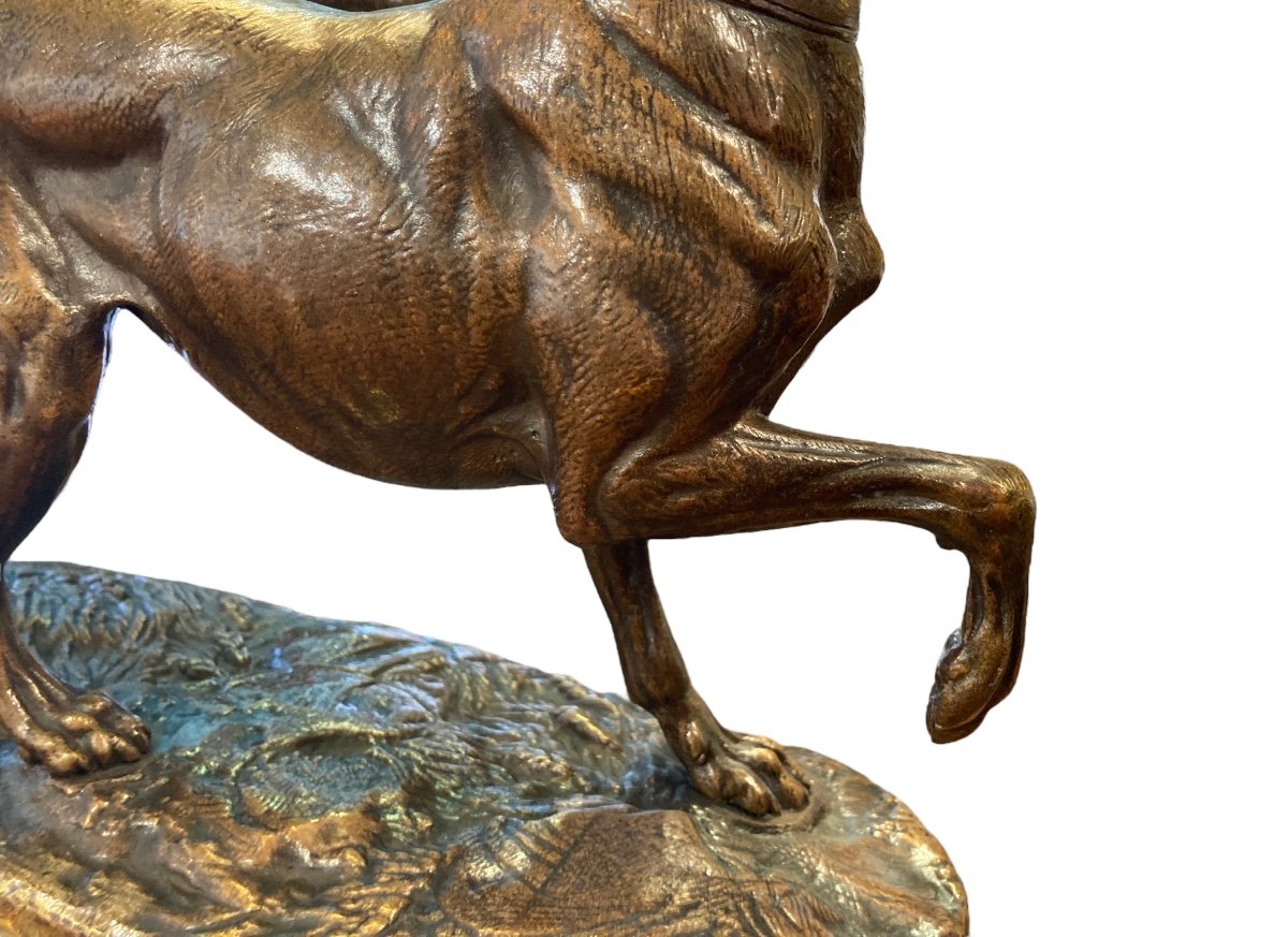 Sculpture De Chien En Bronze Signée Delabrierre-photo-1