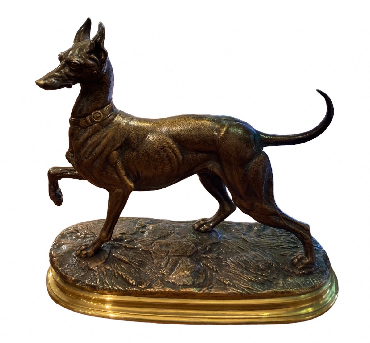 Sculpture De Chien En Bronze Signée Delabrierre