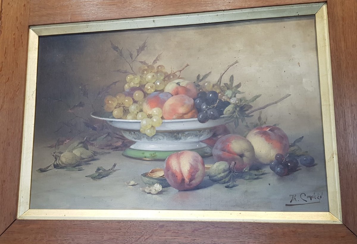 Théodore Charles Coquelin, Two Oils On Canvas, Nineteenth Still Lifes.-photo-2