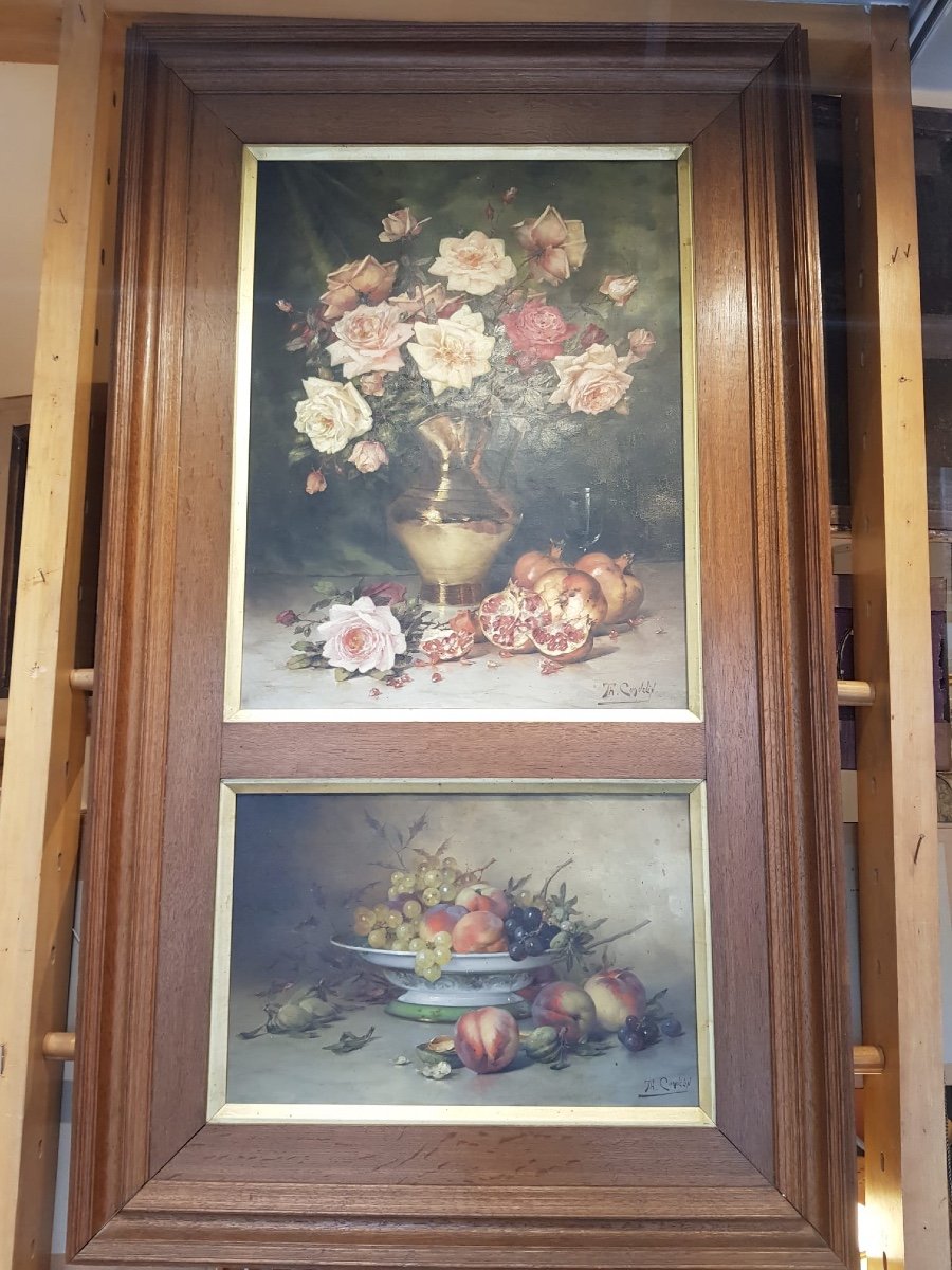 Théodore Charles Coquelin, Two Oils On Canvas, Nineteenth Still Lifes.-photo-4