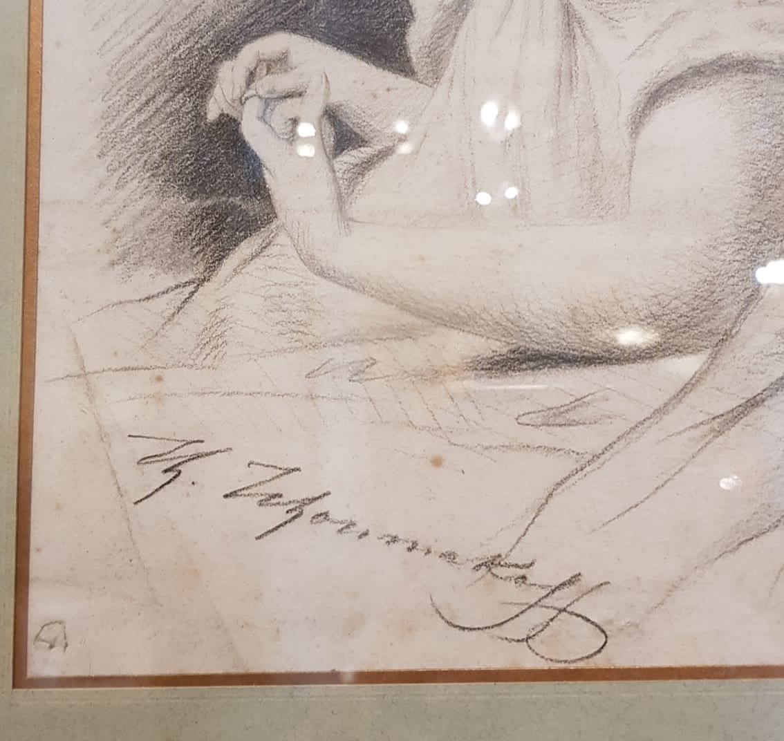 Presumed Portrait Of Countess Sophie Tolstoy In Pencil On Paper By Féodor Tchoumakoff Nineteenth-photo-4