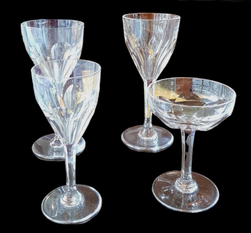 Saint Louis, Set Of 35 Crystal Glasses Model Bristol, Twentieth.
