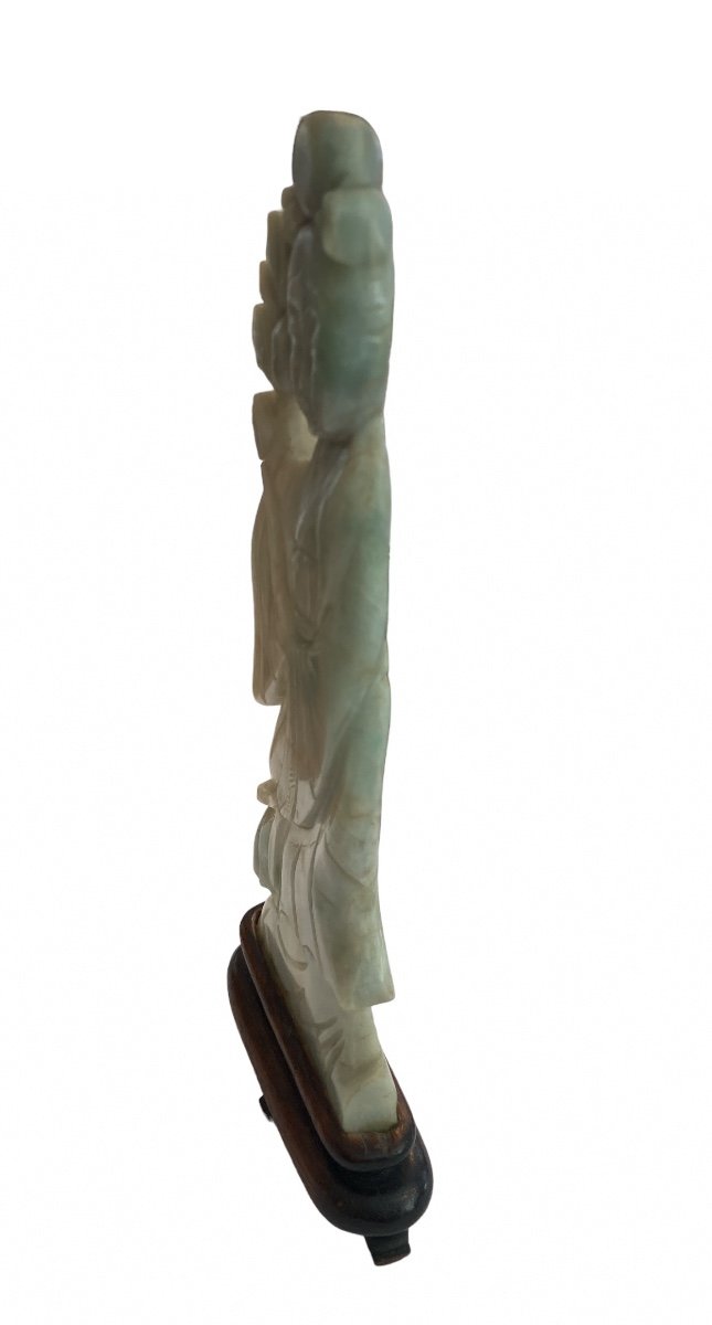 Jade Statuette Of A Young Woman With A Lotus, China, Late Nineteenth.-photo-3