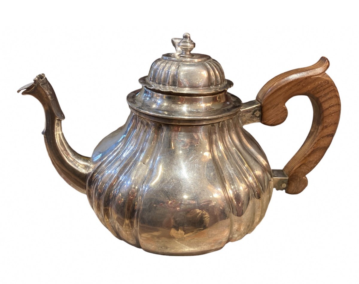 Piriform Teapot In Silver Metal, Germany, Eighteenth