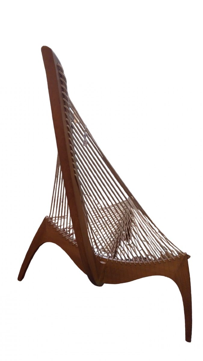 Jorgen Hovelskov, Chaise “harp” En Corde Et Frêne, XXe-photo-1