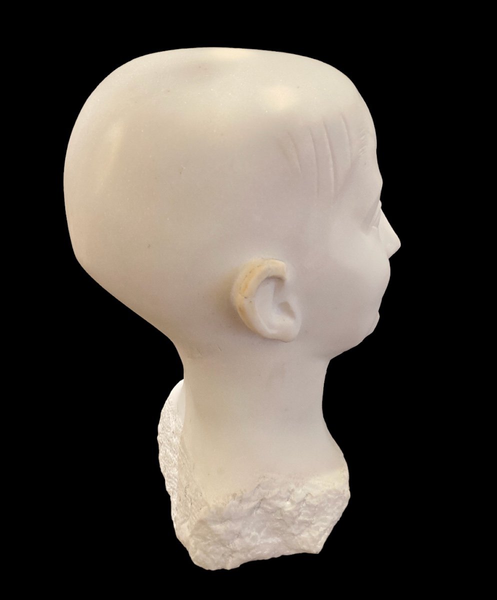 Constantin Andréou, Tête Sculptée En Marbre Blanc, XXe-photo-2
