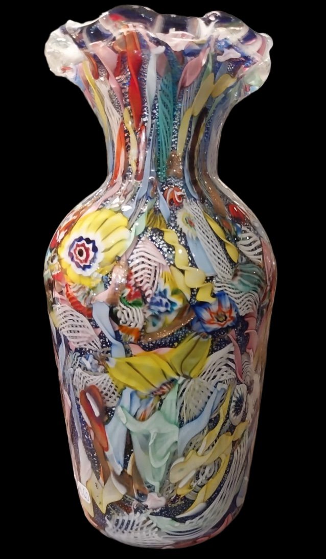 Dino Martens For Murano, Glass Paste Vase, Tutti Frutti, 1950s.