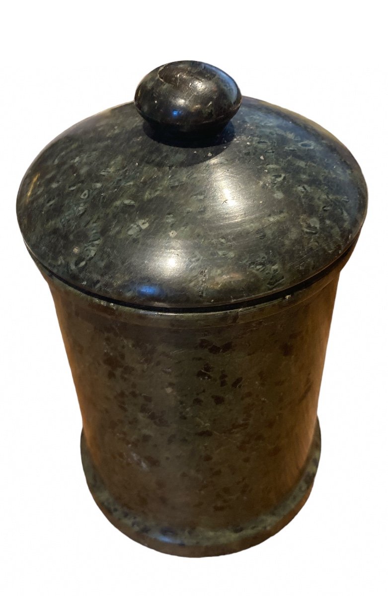 Serpentine Covered Pot, 19th Century
