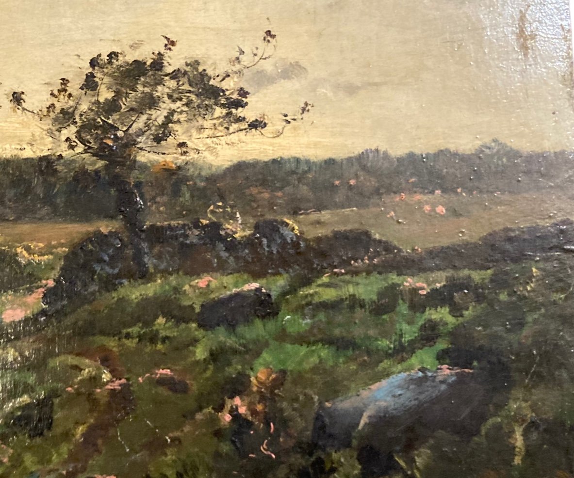 Léon Duval-gozlan, Oil On Panel Country Landscape, 19th Century-photo-2