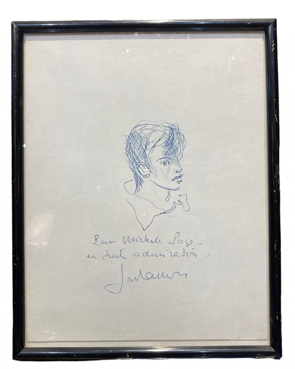 Jean Marais, Self-portrait Signed And Dedicated, 20th