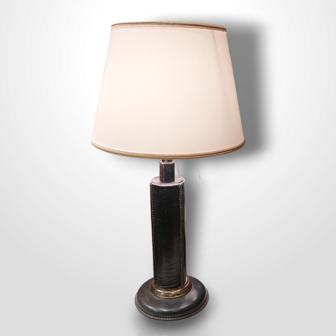 Lampe Pied En Cuir Surpiqué, 20th Century