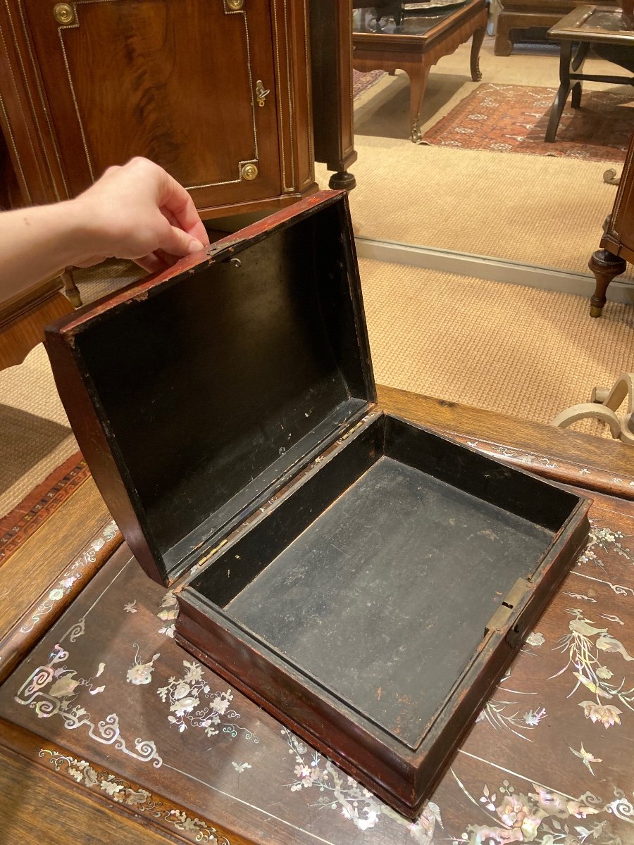 Painted Wooden Wig Box, 18th Century-photo-4