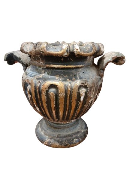 Paire De Vases En Bois Sculpté d'époque XVIIème Siècle-photo-2