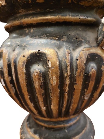 Paire De Vases En Bois Sculpté d'époque XVIIème Siècle-photo-5