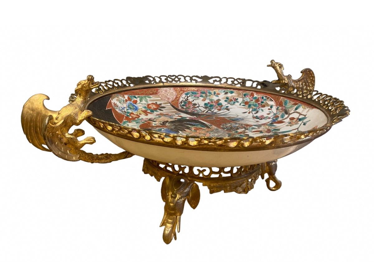 Coupe En Porcelaine du Japon Montée En Bronze, XIXe 