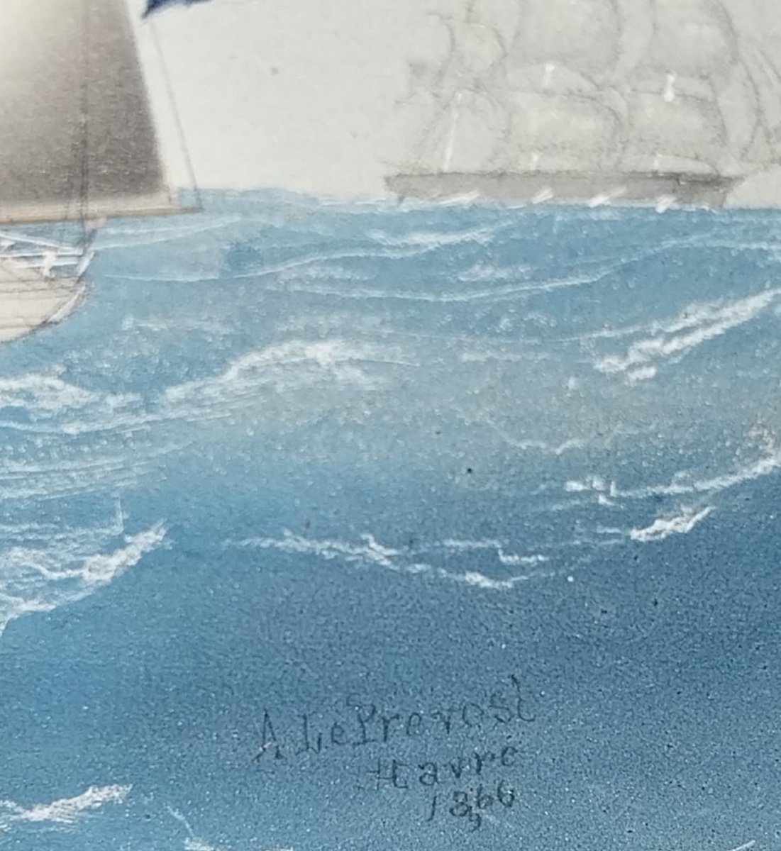 Intrepid Corsica, Shipowner Mr Dauger, Navy, Watercolor, 19th-photo-4