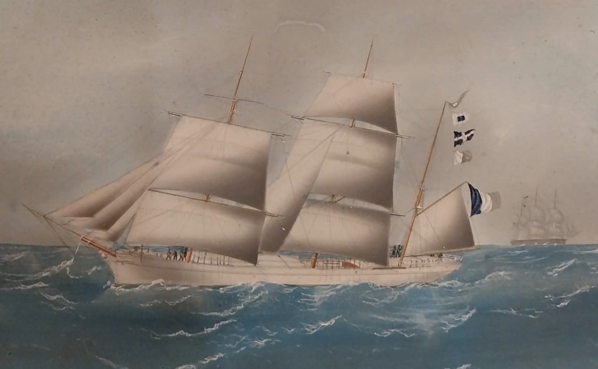 Intrepid Corsica, Shipowner Mr Dauger, Navy, Watercolor, 19th