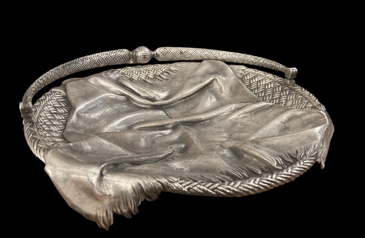 Basket In Sterling Silver, Russia, 19th Century-photo-2