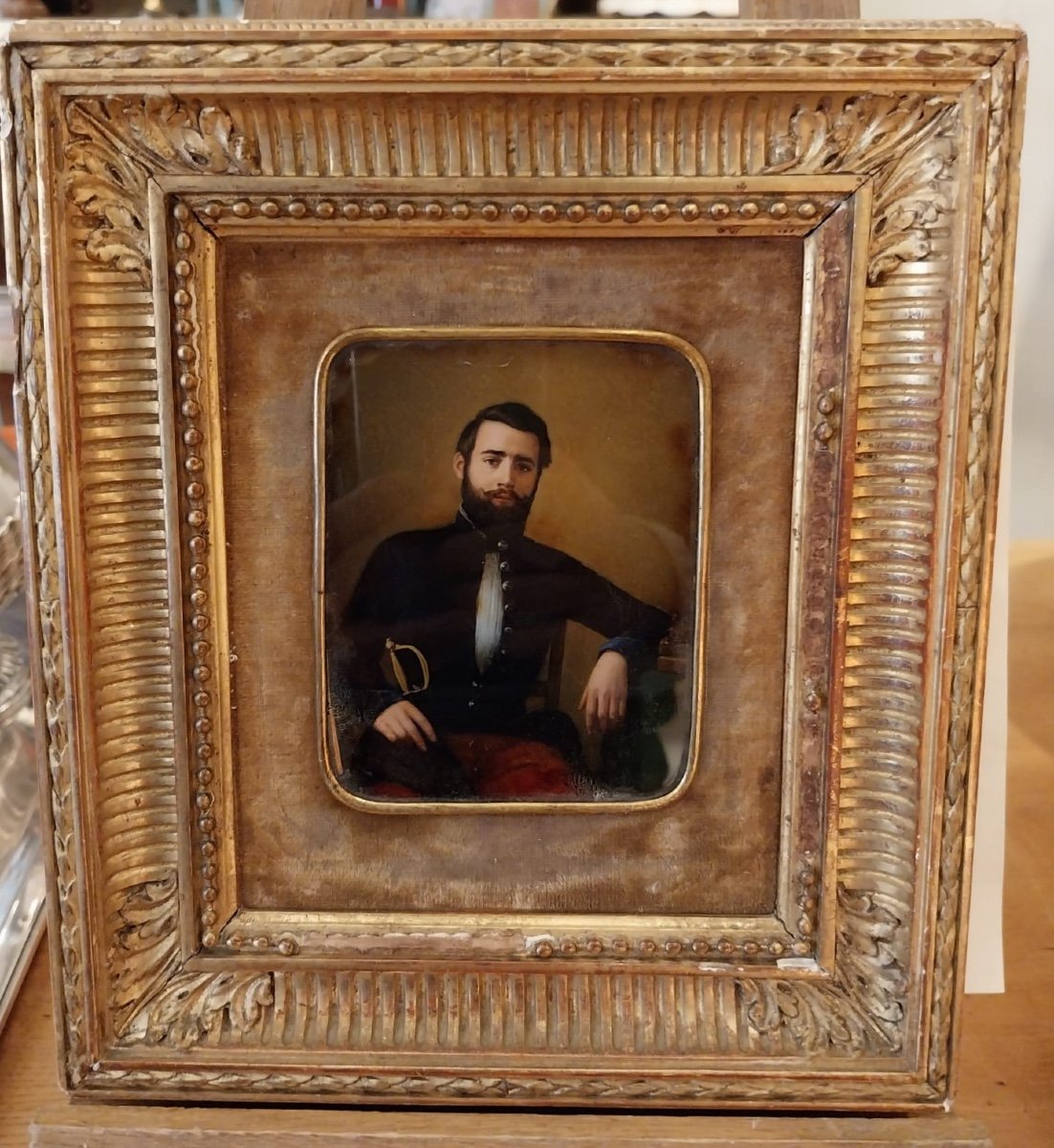 Fixed Under Glass, Portrait Of A 19th Century Man.-photo-4