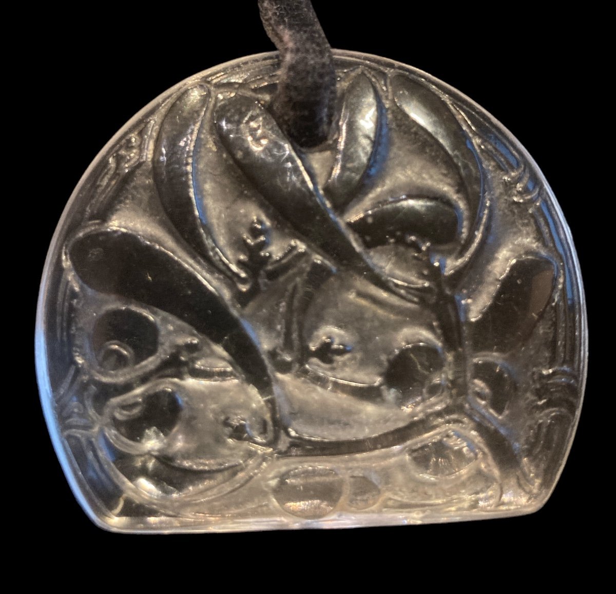  Lalique, Pendentif Gui En Verre, XXe