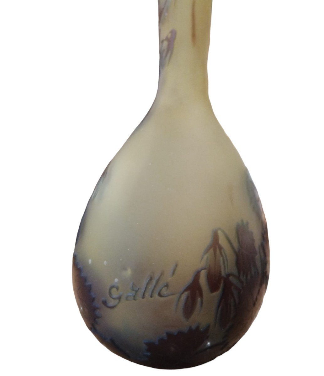 Small émile Gallé Vase (1846-1904) With Floral Pattern-photo-2