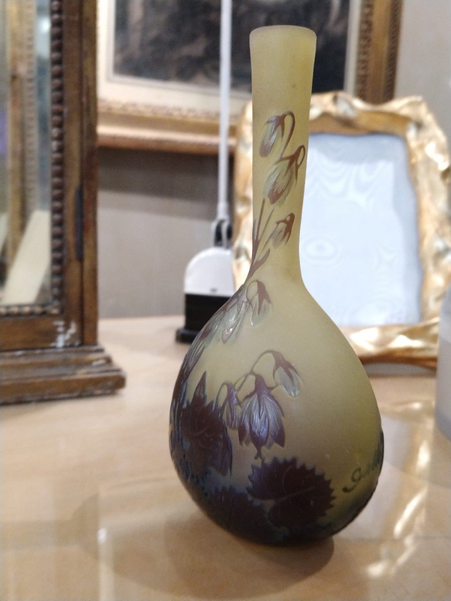 Small émile Gallé Vase (1846-1904) With Floral Pattern-photo-3