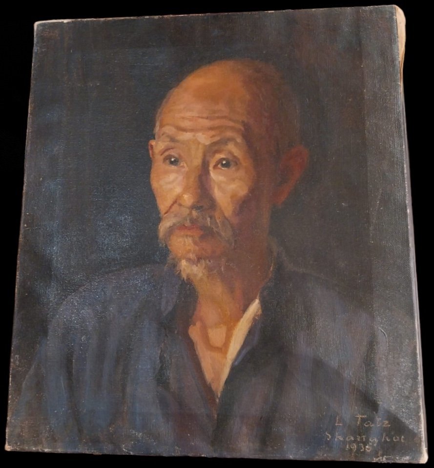 László Ou Ladislas Tatz, Huile Sur Toile, Portrait D’homme, XXe.-photo-3