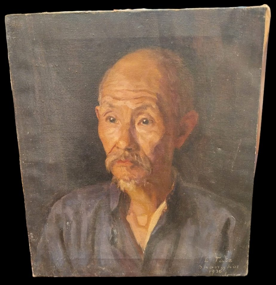 László Ou Ladislas Tatz, Huile Sur Toile, Portrait D’homme, XXe.-photo-4