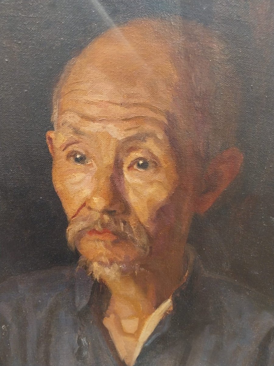 László Ou Ladislas Tatz, Huile Sur Toile, Portrait D’homme, XXe.-photo-2