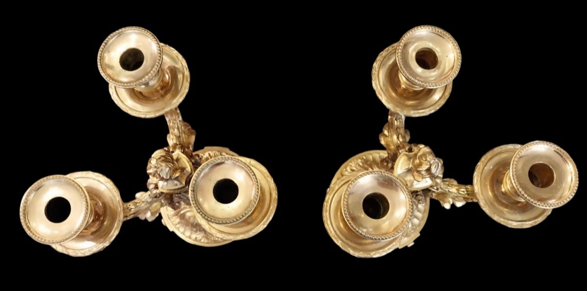 Paire De Candélabres, Bronze, De Style Louis XVI,, d'époque Fin XIXème-photo-2