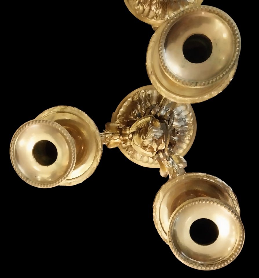 Paire De Candélabres, Bronze, De Style Louis XVI,, d'époque Fin XIXème-photo-1