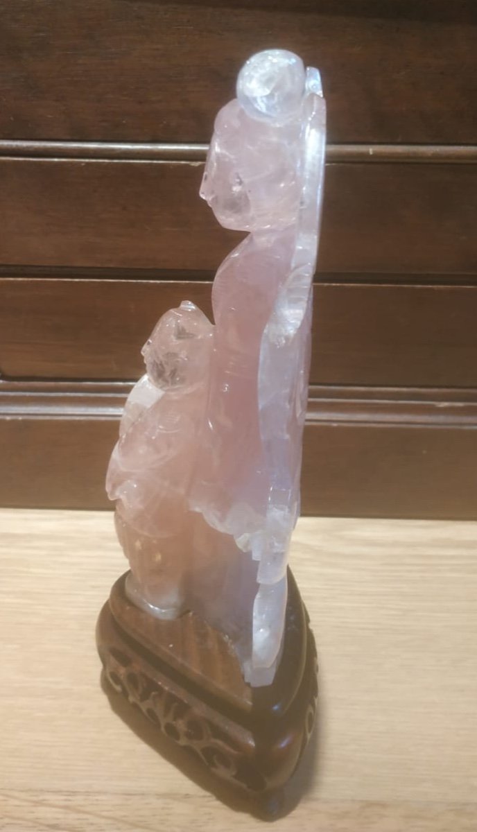 Statuette, Rose Quartz, Asia, 20th Century -photo-3