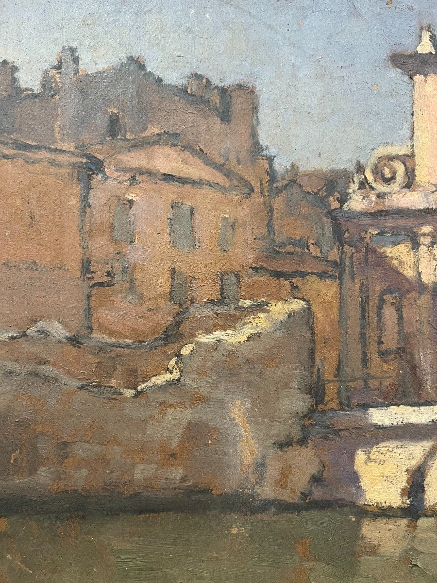 Ferdinand Olivier (1873-1957), View Of Martigues, Oil On Panel, 20th Century-photo-2