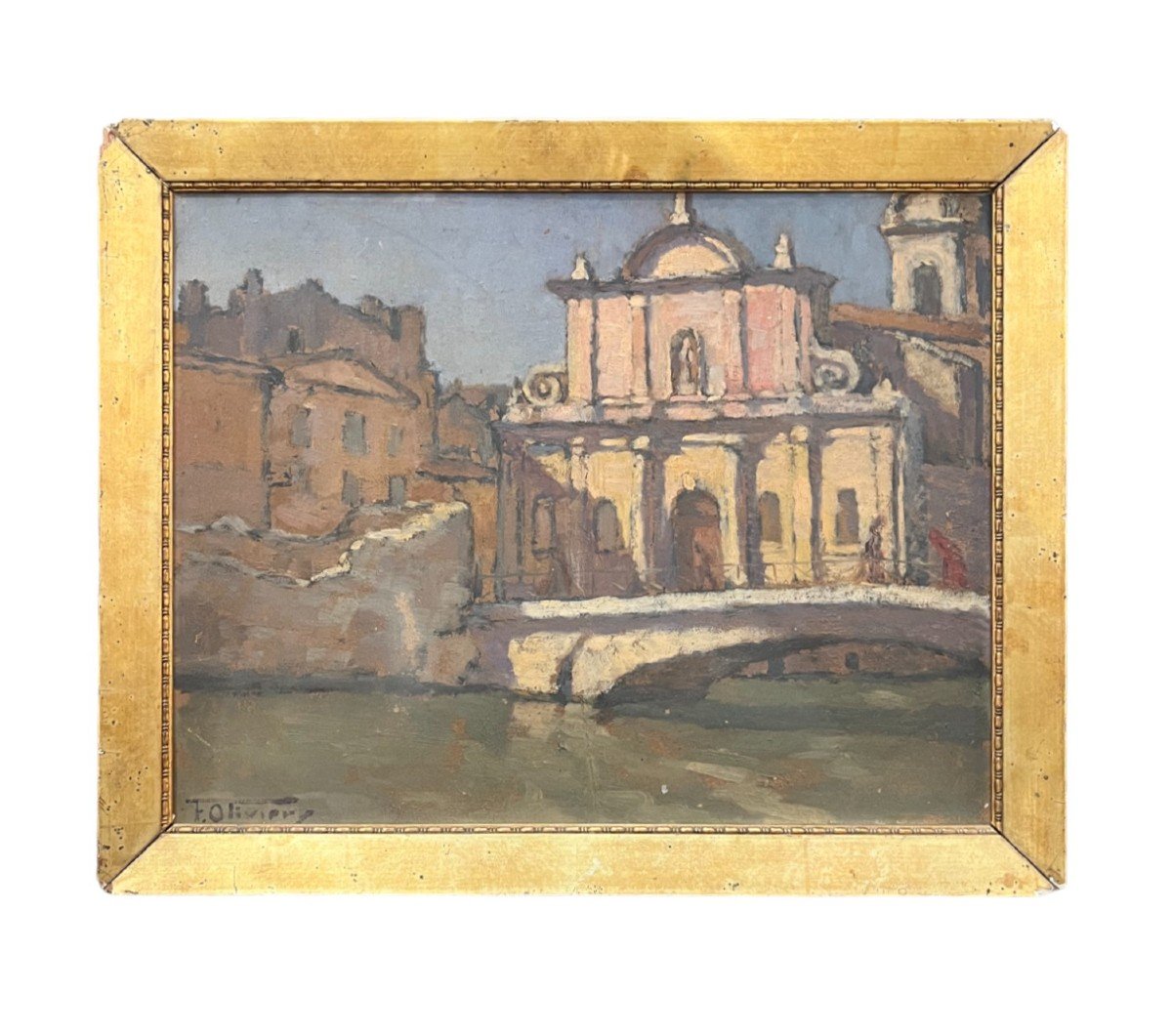 Ferdinand Olivier (1873-1957), View Of Martigues, Oil On Panel, 20th Century