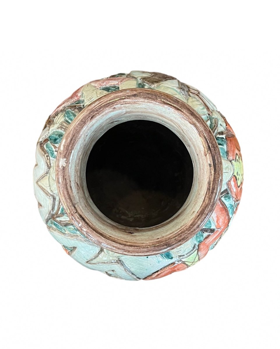 Edouard Cazaux ((1889-1974) Ovoid Earthenware Vase-photo-1