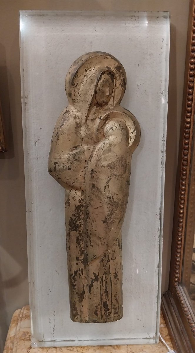 Bas Relief, Virgin And Child, 20th.-photo-4