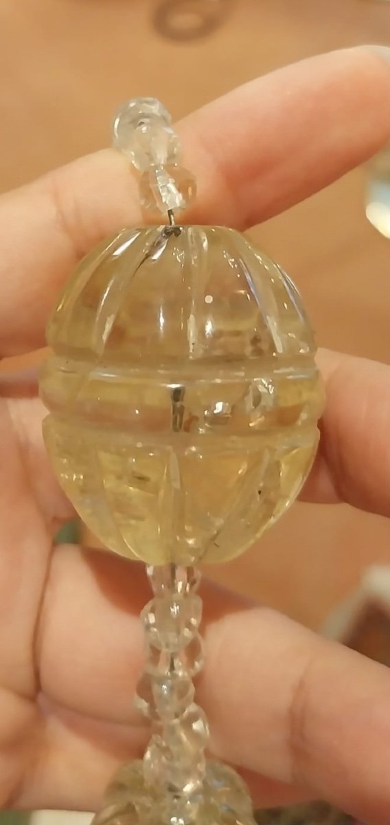 Collier En Cristal De Roche Et Verre, d'époque Art Décoratif.-photo-1