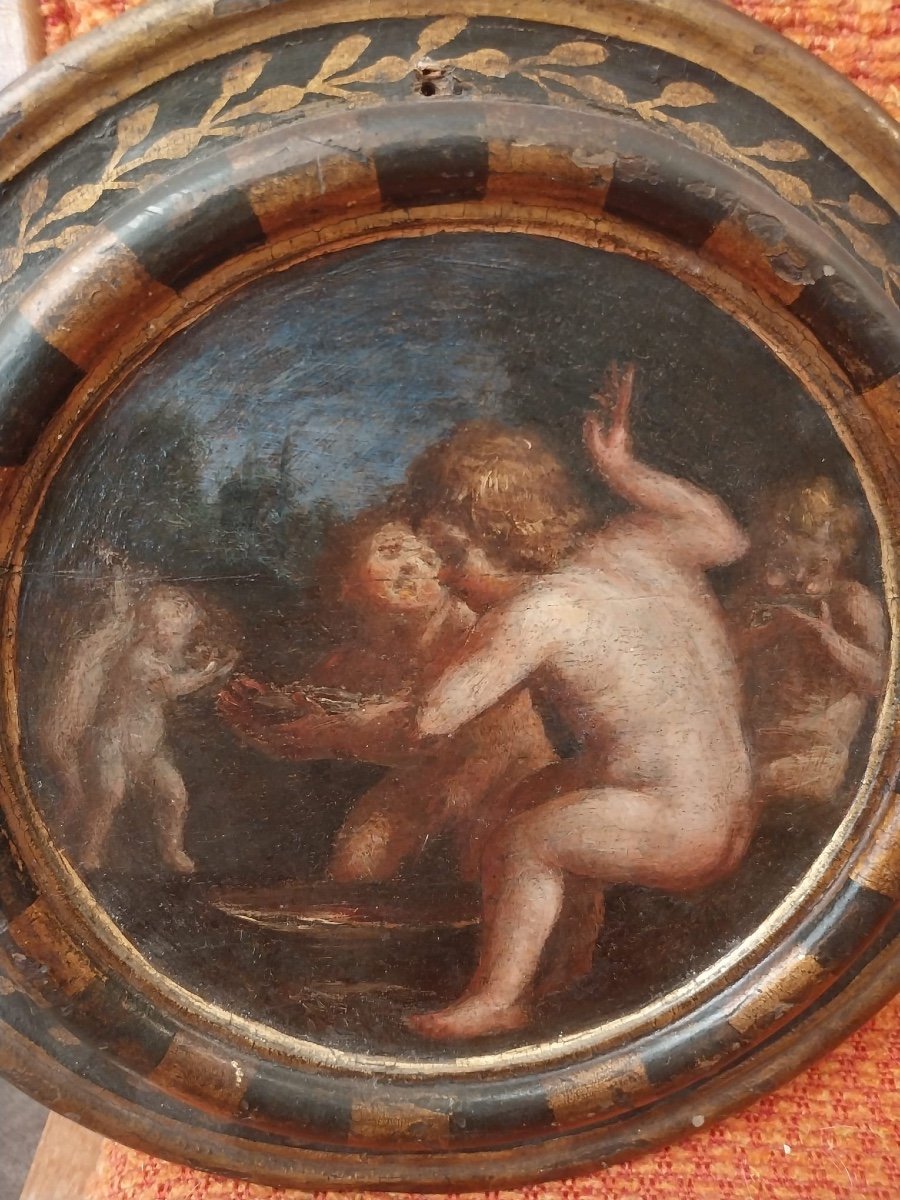 Tondo, Putti, Italian School From The 17th Century.-photo-3