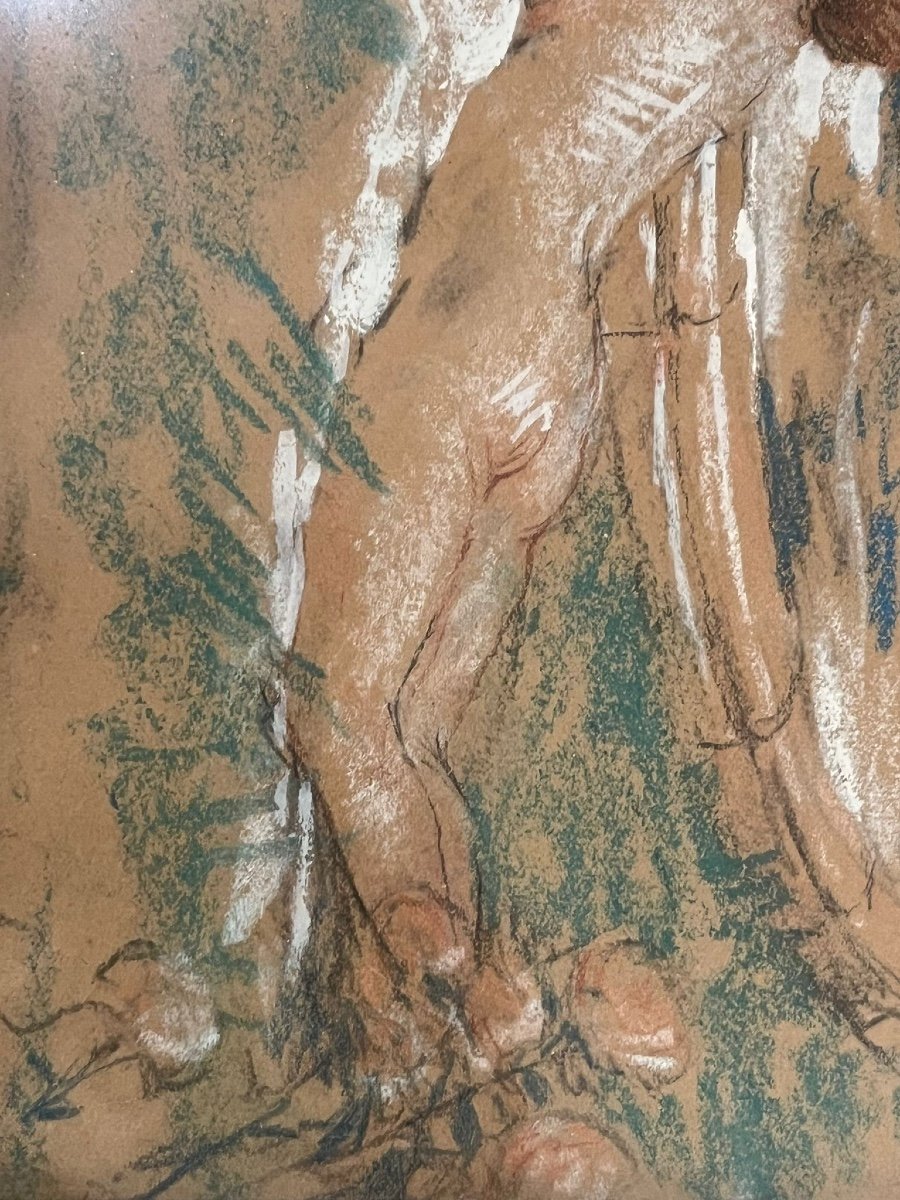 Antoine Calbet, « Les Baigneuses », Pastel sur papier, XIXe-photo-4