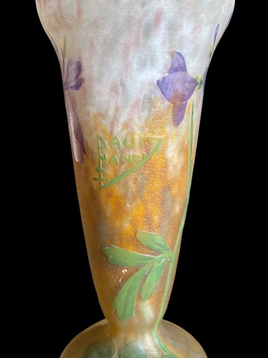 Small Daum Vase With Floral Decor, Nancy, Art Nouveau-photo-3