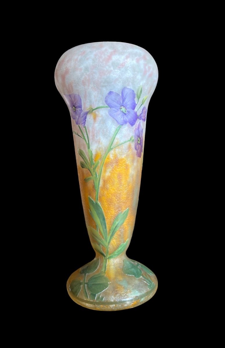 Small Daum Vase With Floral Decor, Nancy, Art Nouveau-photo-4