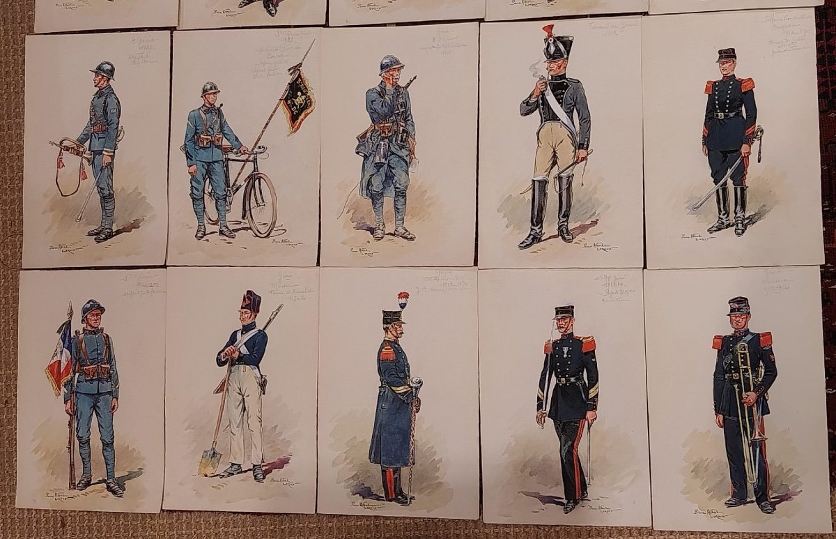 Pierre Albert Leroux (1890-1959), 40 Military Gouaches, 20th Century-photo-2