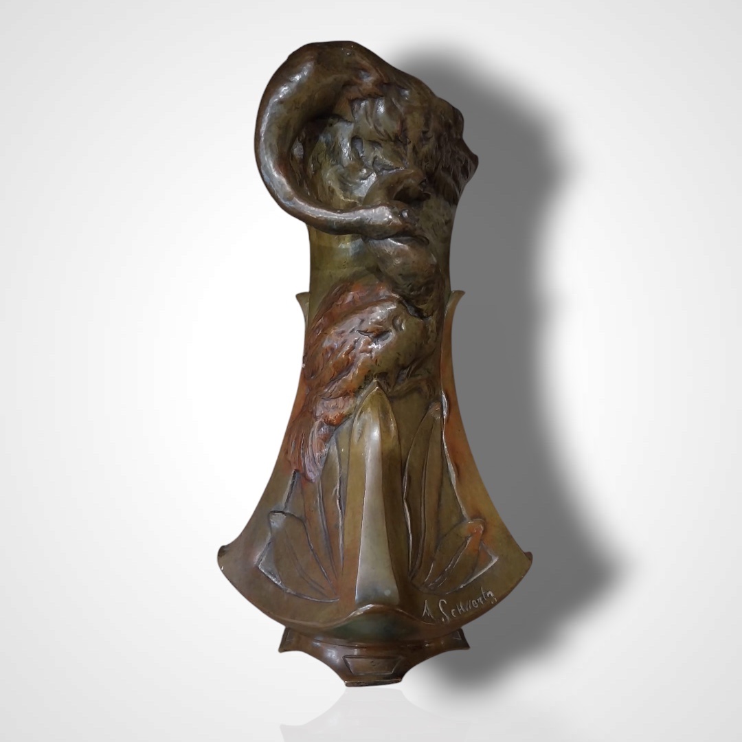 A.Schwartz, vase - aiguière en bronze Art Nouveau, XXe-photo-2