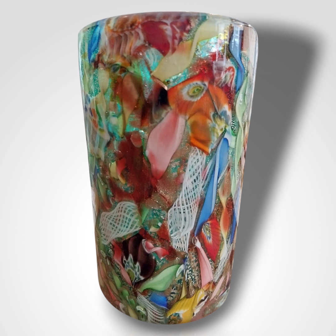 Murano, Tutti Frutti Glass Paste Vase, 20th Century-photo-2
