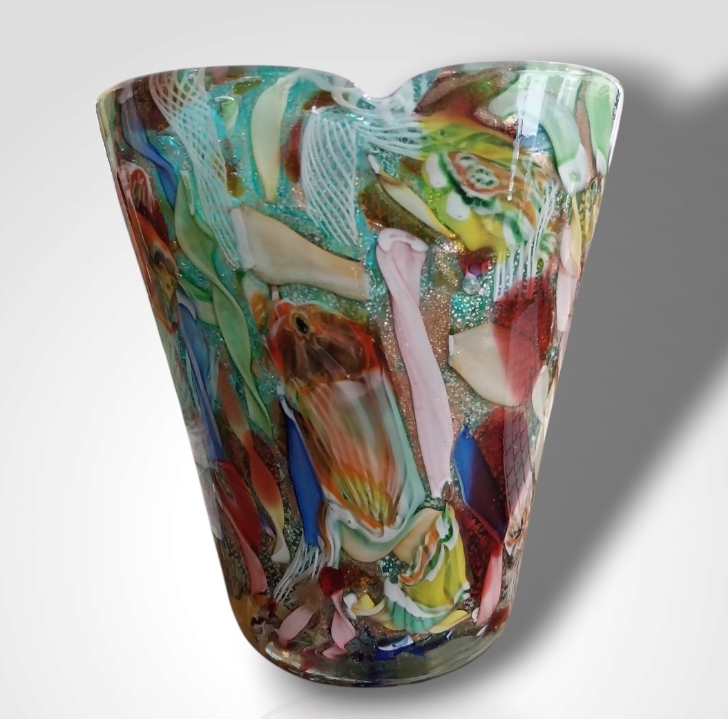 Murano, Tutti Frutti Glass Paste Vase, 20th Century
