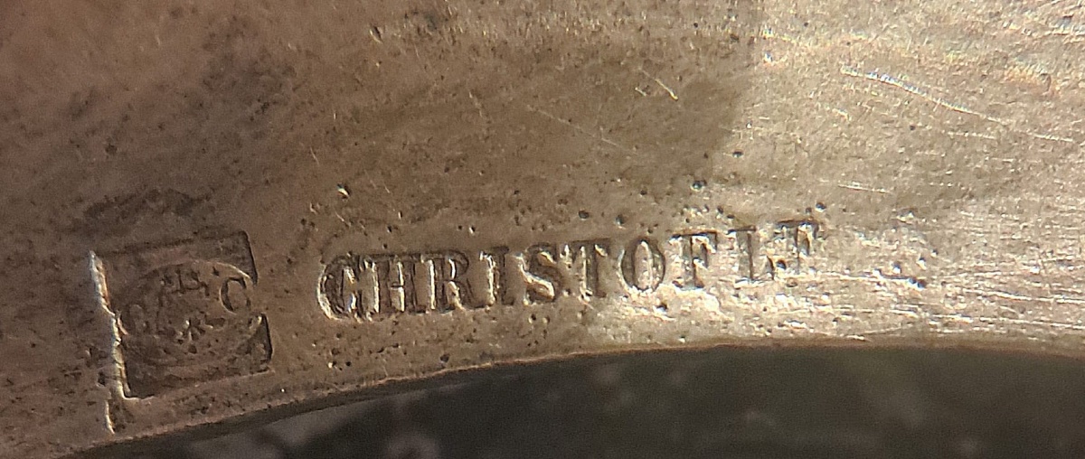 Christofle, paire de pieds de coupe en bronze argenté, XIXe-photo-4
