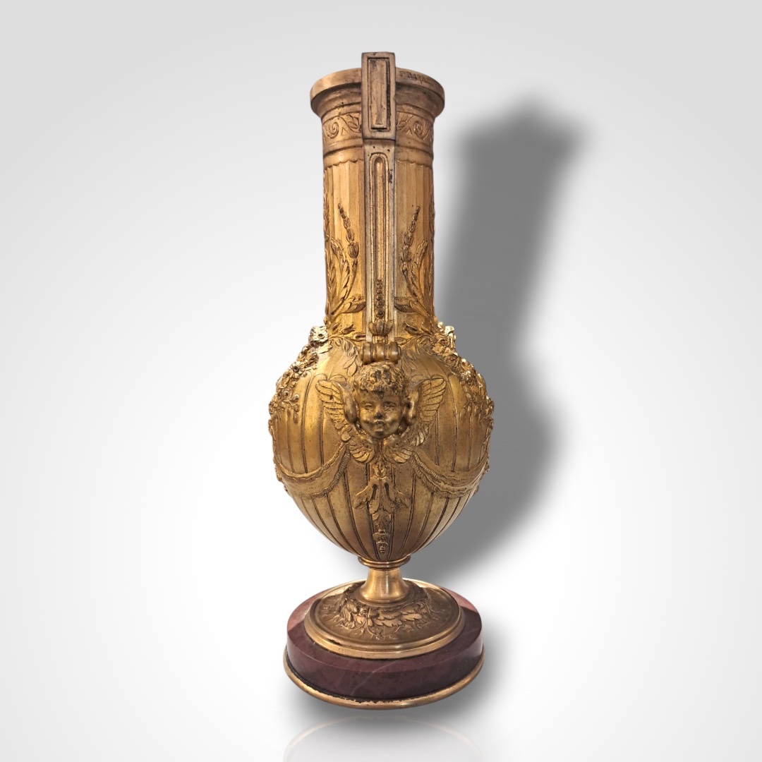 Ferdinand Barbedienne, paire de vases en bronze doré, XIXe-photo-3